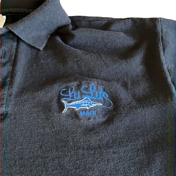 Hanes Mens XL Black Golf Polo Shirt Lu Lu’s Maui Embroidered Logo - Picture 2 of 9